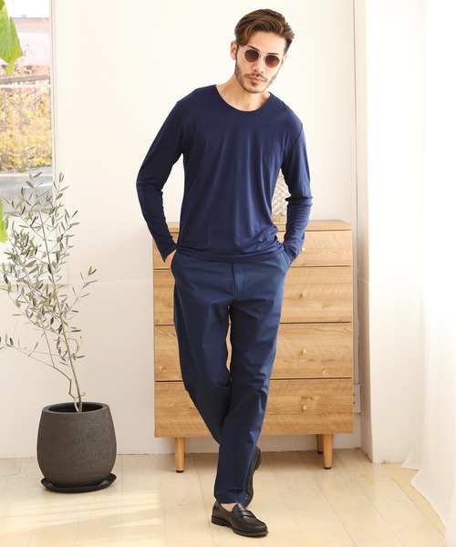 roshell(ロシェル)の「ストレッチUネック無地長袖Tシャツ(Tシャツ/カットソー・メンズ・ホワイト/チャコールグレー/ブラック/ネイビー・SMALL/MEDIUM/LARGE/X-LARGE/XX-LARGE)」の16枚目の写真