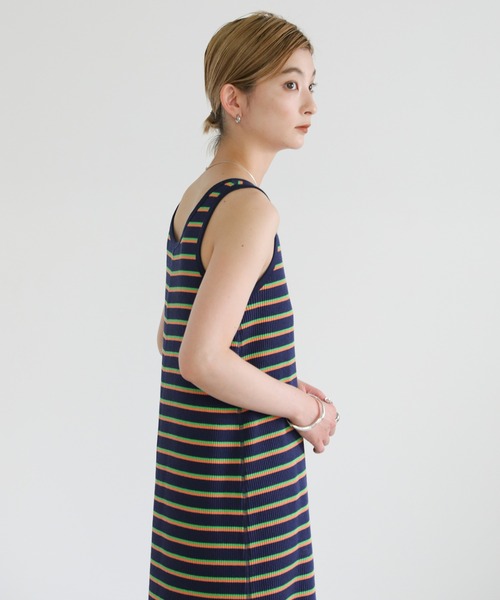 select MOCA(セレクトモカ)の「2WAYボーダーリブマキシワンピース(ワンピース・レディース・ダークネイビー/イエロー/ベージュ・FREE)」の8枚目の写真