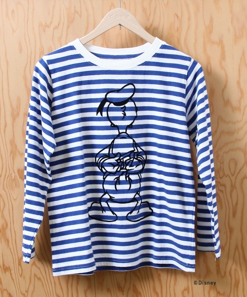 coen(コーエン)の「【coen kids】コーエン別注Disney(ディズニー)DonaldボーダーロングTシャツ(100~150cm)(Tシャツ/カットソー・キッズ・イエロー/コバルトブルー・100cm/110cm/120cm/130cm/140cm/150cm)」の1枚目の写真