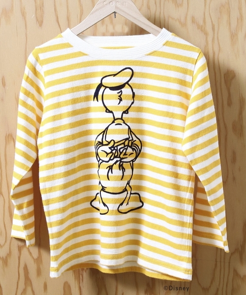 coen(コーエン)の「【coen kids】コーエン別注Disney(ディズニー)DonaldボーダーロングTシャツ(100~150cm)(Tシャツ/カットソー・キッズ・イエロー/コバルトブルー・100cm/110cm/120cm/130cm/140cm/150cm)」の2枚目の写真