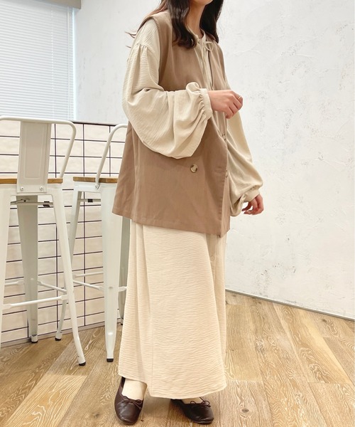 apres jour(アプレジュール)の「袖ボリュームシャツワンピース【ZOZOTOWN限定アイテム】(ワンピース・レディース・グリーン系その他/アイボリー/ブラック・フリー/X-LARGE)」の13枚目の写真
