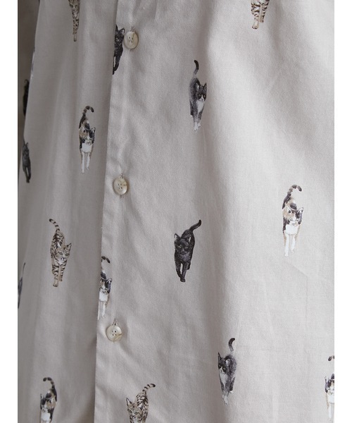 gelato pique（ジェラートピケ）の「【UNISEX】ネコモチーフシャツ（ルームウェア/パジャマ・レディース・ベージュ/ダークグレー・M-L/S-M）」の10枚目の写真