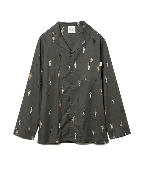 gelato pique（ジェラートピケ）の「【UNISEX】ネコモチーフシャツ（ルームウェア/パジャマ・レディース・ベージュ/ダークグレー・M-L/S-M）」の18枚目の写真