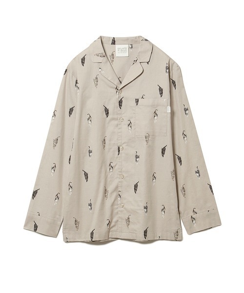 gelato pique（ジェラートピケ）の「【UNISEX】ネコモチーフシャツ（ルームウェア/パジャマ・レディース・ベージュ/ダークグレー・M-L/S-M）」の22枚目の写真