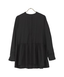 バンドカラーゆったりチュニックブラウス