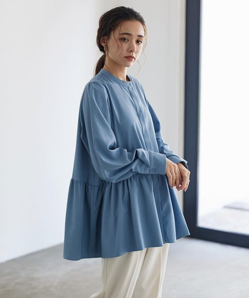 KOBE LETTUCE(コウベレタス)の「バンドカラーゆったりチュニックブラウス(シャツ/ブラウス・レディース・ライラック/ブラック/オフホワイト/ライトブラウン/ブルー・FREE)」の16枚目の写真