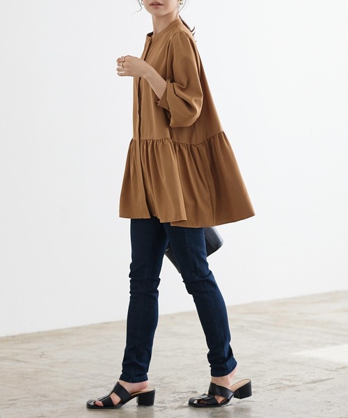 KOBE LETTUCE(コウベレタス)の「バンドカラーゆったりチュニックブラウス(シャツ/ブラウス・レディース・ライラック/ブラック/オフホワイト/ライトブラウン/ブルー・FREE)」の20枚目の写真