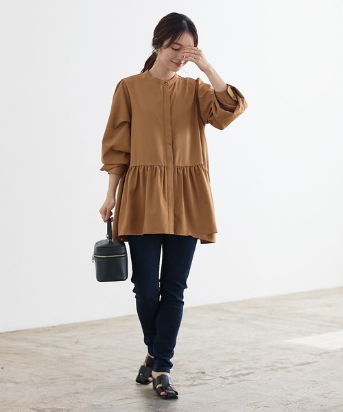 KOBE LETTUCE(コウベレタス)の「バンドカラーゆったりチュニックブラウス(シャツ/ブラウス・レディース・ライラック/ブラック/オフホワイト/ライトブラウン/ブルー・FREE)」の19枚目の写真