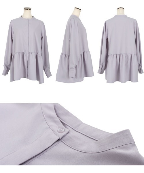 KOBE LETTUCE(コウベレタス)の「バンドカラーゆったりチュニックブラウス(シャツ/ブラウス・レディース・ライラック/ブラック/オフホワイト/ライトブラウン/ブルー・FREE)」の15枚目の写真