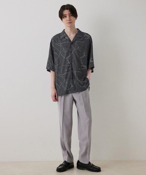 JUNRED(ジュンレッド)の「スプラッシュプリントビッグオープンカラーシャツ(シャツ/ブラウス・メンズ・チャコールグレー/グリーン・S/M/L)」の9枚目の写真