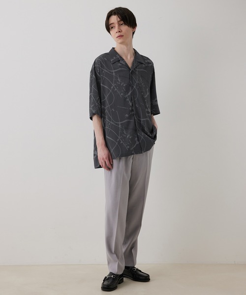 JUNRED(ジュンレッド)の「スプラッシュプリントビッグオープンカラーシャツ(シャツ/ブラウス・メンズ・チャコールグレー/グリーン・S/M/L)」の10枚目の写真