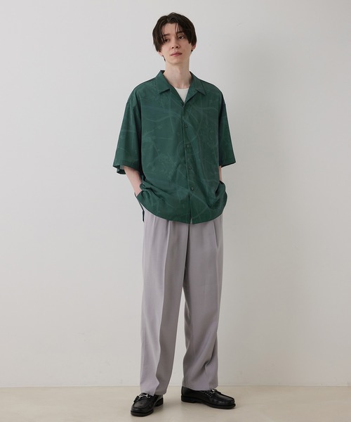 JUNRED(ジュンレッド)の「スプラッシュプリントビッグオープンカラーシャツ(シャツ/ブラウス・メンズ・チャコールグレー/グリーン・S/M/L)」の11枚目の写真