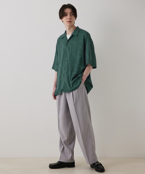 JUNRED(ジュンレッド)の「スプラッシュプリントビッグオープンカラーシャツ(シャツ/ブラウス・メンズ・チャコールグレー/グリーン・S/M/L)」の12枚目の写真