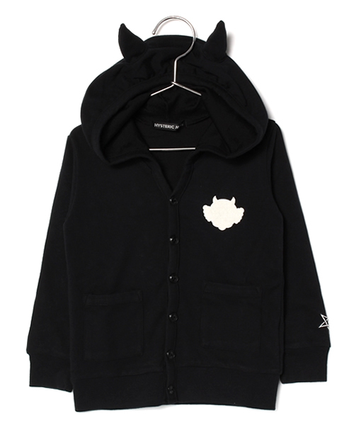 HYSTERIC MINI（ヒステリックミニ）の「HELLO DEVILKIN BELLBOY つの付きカーディガン（カーディガン/ボレロ・キッズ・ブラック/グレー・100/120/110）」の6枚目の写真