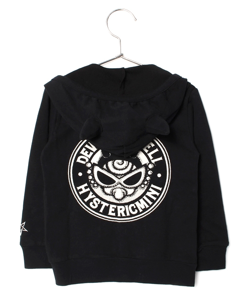 HYSTERIC MINI（ヒステリックミニ）の「HELLO DEVILKIN BELLBOY つの付きカーディガン（カーディガン/ボレロ・キッズ・ブラック/グレー・100/120/110）」の5枚目の写真