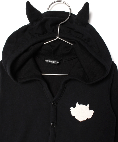 HYSTERIC MINI（ヒステリックミニ）の「HELLO DEVILKIN BELLBOY つの付きカーディガン（カーディガン/ボレロ・キッズ・ブラック/グレー・100/120/110）」の4枚目の写真