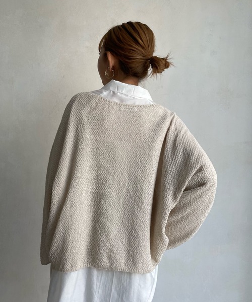 DouDou（ドゥドゥ）の「和紙ショート丈プルオーバー（ニット/セーター・レディース・チャコールグレー/オフホワイト/ピンク・FREE）」の13枚目の写真