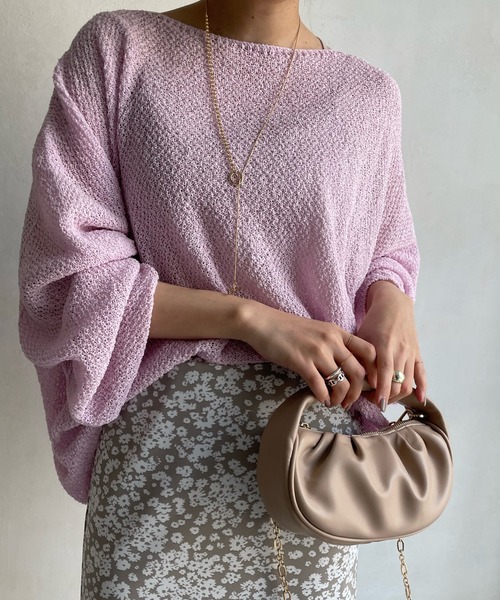 DouDou（ドゥドゥ）の「和紙ショート丈プルオーバー（ニット/セーター・レディース・チャコールグレー/オフホワイト/ピンク・FREE）」の21枚目の写真