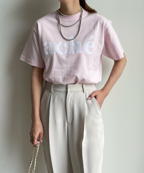 DouDou（ドゥドゥ）の「acheフロッキーロゴTEE（Tシャツ/カットソー・レディース・ホワイト/ホワイト系その他/チャコールグレー/ピンク/ホワイト系その他2・FREE）」の5枚目の写真