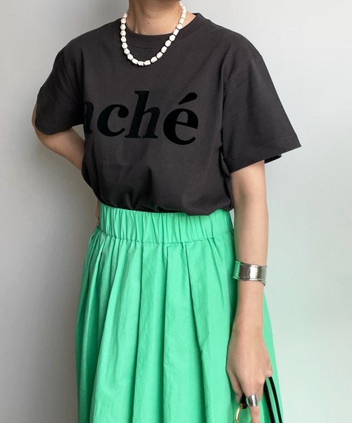 DouDou（ドゥドゥ）の「acheフロッキーロゴTEE（Tシャツ/カットソー・レディース・ホワイト/ホワイト系その他/チャコールグレー/ピンク/ホワイト系その他2・FREE）」の4枚目の写真