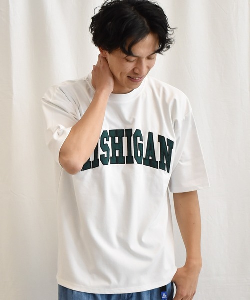 SPENDY'S Store(スペンディーズストア)の「サテン刺しゅうロゴ5分袖トレーナー(スウェット・メンズ・ホワイト/ブラック/ブルー/グレイッシュベージュ・M/L)」の9枚目の写真