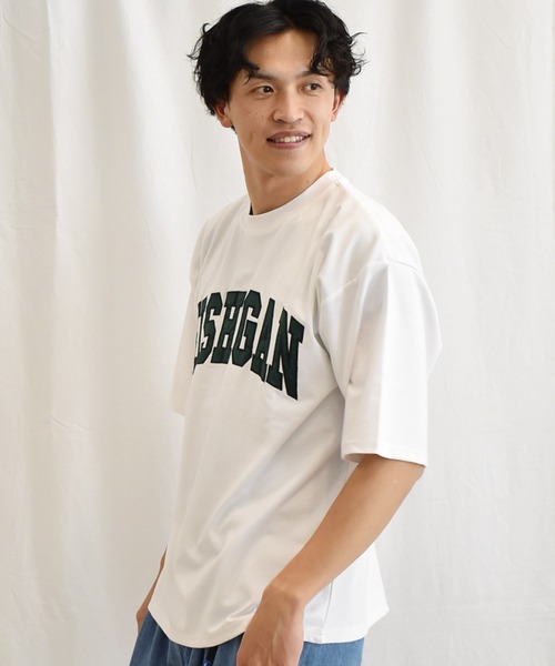 SPENDY'S Store(スペンディーズストア)の「サテン刺しゅうロゴ5分袖トレーナー(スウェット・メンズ・ホワイト/ブラック/ブルー/グレイッシュベージュ・M/L)」の10枚目の写真