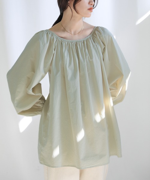 select MOCA（セレクトモカ）の「2022 SS ギャザーオーバーブラウス（シャツ/ブラウス・レディース・ブラック/ライトグリーン/ホワイト・FREE）」の11枚目の写真