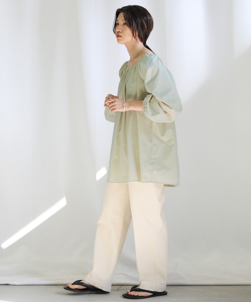 select MOCA（セレクトモカ）の「2022 SS ギャザーオーバーブラウス（シャツ/ブラウス・レディース・ブラック/ライトグリーン/ホワイト・FREE）」の10枚目の写真