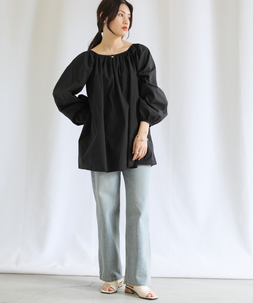 select MOCA（セレクトモカ）の「2022 SS ギャザーオーバーブラウス（シャツ/ブラウス・レディース・ブラック/ライトグリーン/ホワイト・FREE）」の15枚目の写真