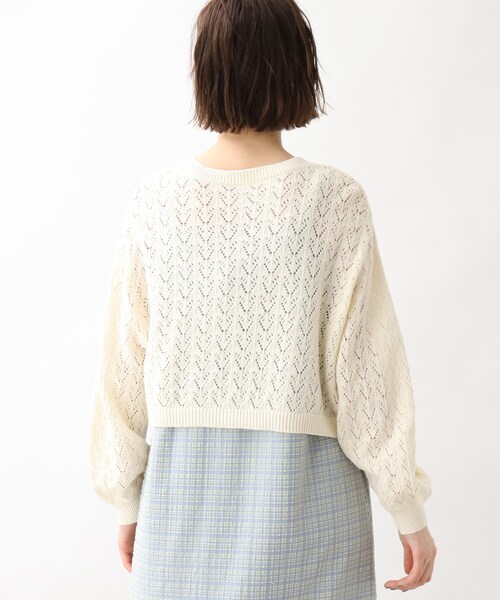 grove（グローブ）の「◆透かし柄ショートカーディガン（カーディガン/ボレロ・レディース・ブラック/ブルー/アイボリー・01/02/03/04/05）」の8枚目の写真