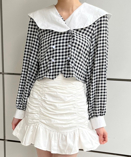 Voyage titty&Co.PETIT（ボヤージュティティアンドコープチ）の「【Voyage titty&Co.】ダブルボタンチェックシャツ（シャツ/ブラウス・レディース・グリーン/ブラック・FREE）」の13枚目の写真