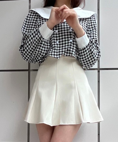 Voyage titty&Co.PETIT（ボヤージュティティアンドコープチ）の「【Voyage titty&Co.】ダブルボタンチェックシャツ（シャツ/ブラウス・レディース・グリーン/ブラック・FREE）」の14枚目の写真