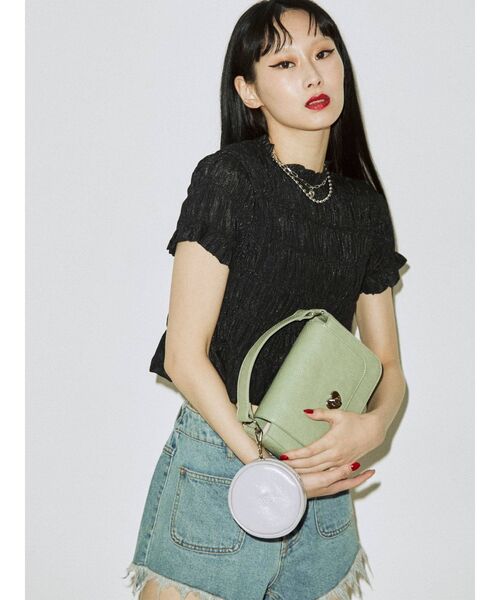 jouetie(ジュエティ)の「シアークロップドシャーリングトップス【WEB限定】(Tシャツ/カットソー・レディース・ブラック/パープル/グリーン・MEDIUM)」の7枚目の写真