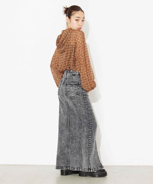 X-girl（エックスガール）の「RETRO PATTERN MESH HOODIE/レトロ メッシュパーカー（パーカー・レディース・ブラック/ブラウン/グリーン・S/M）」の10枚目の写真