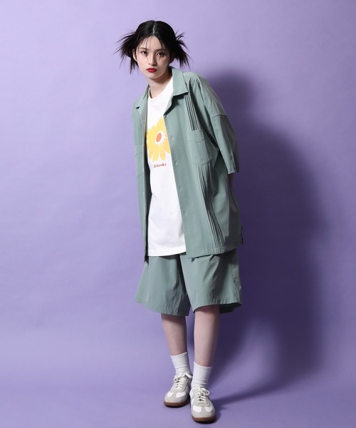 re_k by JUNRED(レクバイジュンレッド)の「re_k by JUNRED / 1タックワイドナイロンショーツ(その他パンツ・メンズ・ダークグリーン/ミント・S/M/L)」の12枚目の写真