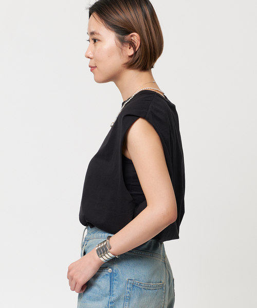 AP STUDIO（エーピーストゥディオ）の「SCENTOF シルキーコットンノースリーブカットソー（Tシャツ/カットソー・レディース・ホワイト/チャコールグレー/ブラック/ブラック系その他・FREE）」の5枚目の写真