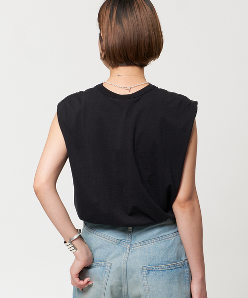 AP STUDIO（エーピーストゥディオ）の「SCENTOF シルキーコットンノースリーブカットソー（Tシャツ/カットソー・レディース・ホワイト/チャコールグレー/ブラック/ブラック系その他・FREE）」の6枚目の写真