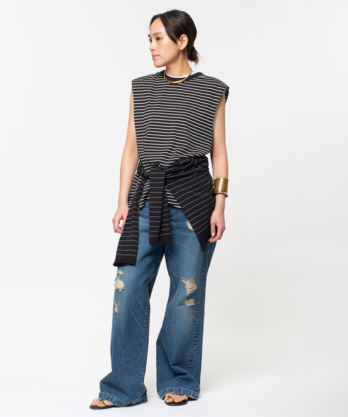 AP STUDIO（エーピーストゥディオ）の「SCENTOF シルキーコットンノースリーブカットソー（Tシャツ/カットソー・レディース・ホワイト/チャコールグレー/ブラック/ブラック系その他・FREE）」の12枚目の写真