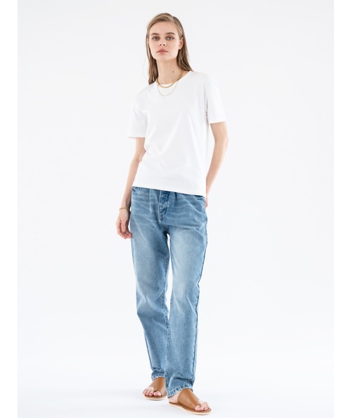 ALEXIA STAM（アリシアスタン）の「Basic Cotton Tee /ベーシックコットンT（Tシャツ/カットソー・レディース・ネイビー/ホワイト/キャメル・FREE）」の4枚目の写真
