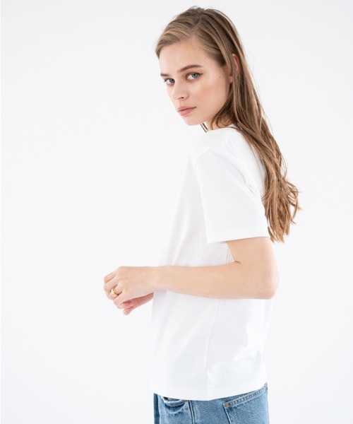 ALEXIA STAM（アリシアスタン）の「Basic Cotton Tee /ベーシックコットンT（Tシャツ/カットソー・レディース・ネイビー/ホワイト/キャメル・FREE）」の10枚目の写真