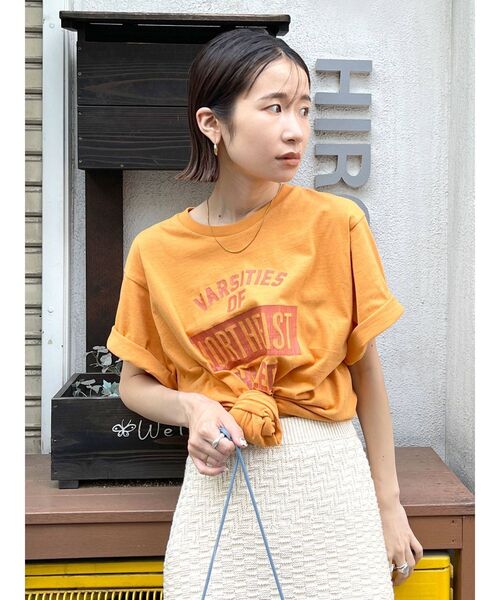 Ungrid（アングリッド）の「NORTHEASTロゴTee（Tシャツ/カットソー・レディース・オフホワイト/グリーン/マスタード・FREE）」の5枚目の写真