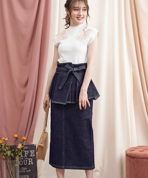 NOELA（ノエラ）の「ウエストペプラムデニムスカート（デニムスカート・レディース・ブラック/インディゴブルー/ダークインディゴブルー・S/M）」の10枚目の写真
