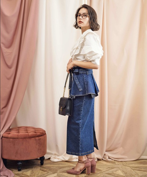 NOELA（ノエラ）の「ウエストペプラムデニムスカート（デニムスカート・レディース・ブラック/インディゴブルー/ダークインディゴブルー・S/M）」の15枚目の写真