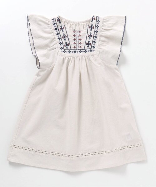 BREEZE(ブリーズ)の「袖フリル刺繍ワンピース(ワンピース・キッズ・ブルー/オフホワイト・130/140/90/100/110/120)」の1枚目の写真