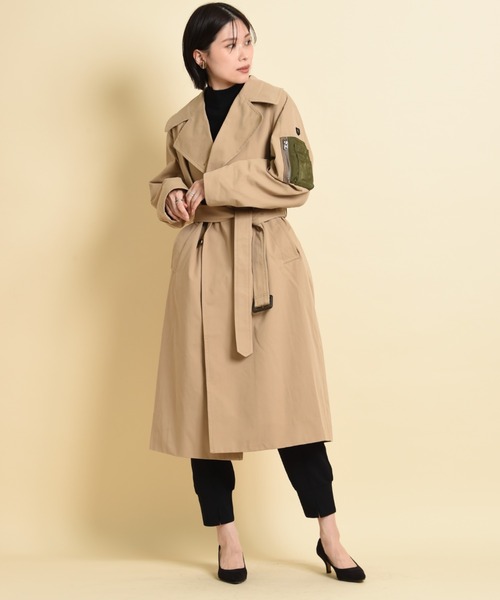 blanc basque(ブランバスク)の「【BLANC basque】綿ギャバ*デニムトレンチコート(トレンチコート・レディース・カーキ/ベージュ・FREE)」の12枚目の写真