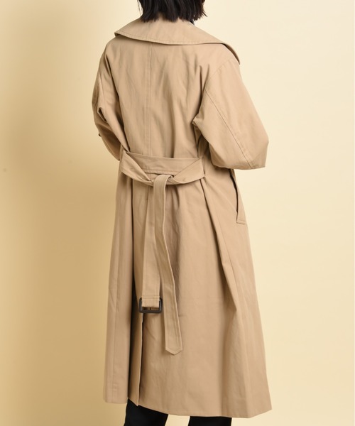 blanc basque(ブランバスク)の「【BLANC basque】綿ギャバ*デニムトレンチコート(トレンチコート・レディース・カーキ/ベージュ・FREE)」の4枚目の写真