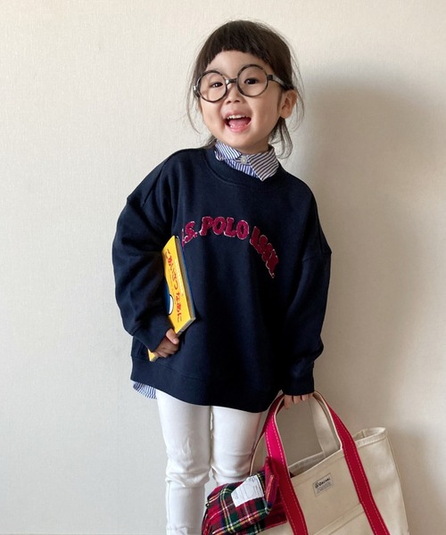 U.S. POLO ASSN.（ユーエスポロアッスン）の「【KIDS】【U.S. POLO ASSN/ユーエスポロアッスン】サガラ刺繍クルーネックスウェット（スウェット・キッズ・ネイビー/グレー・100/140/150/120）」の2枚目の写真