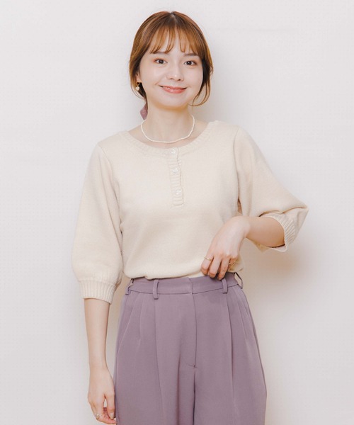 flower（フラワー）の「レディハーフニット（ニット/セーター・レディース・ベージュ/アイボリー・FREE）」の15枚目の写真