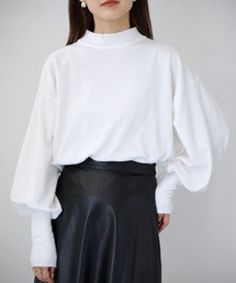 【cheriella】WEB限定袖ボタンボリュームハイネックサスティナニット