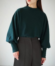 【cheriella】WEB限定袖ボタンボリュームハイネックサスティナニット